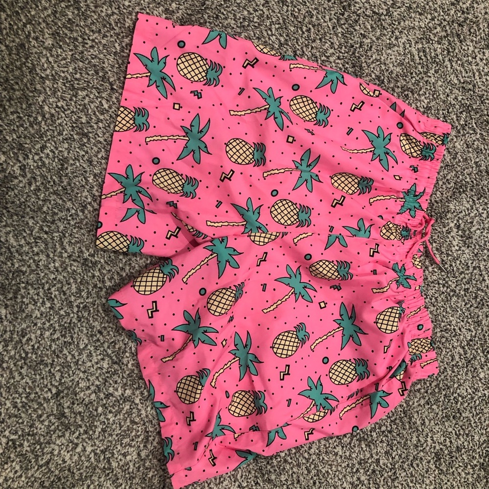 Pink Pineapple Print Swim Shorts